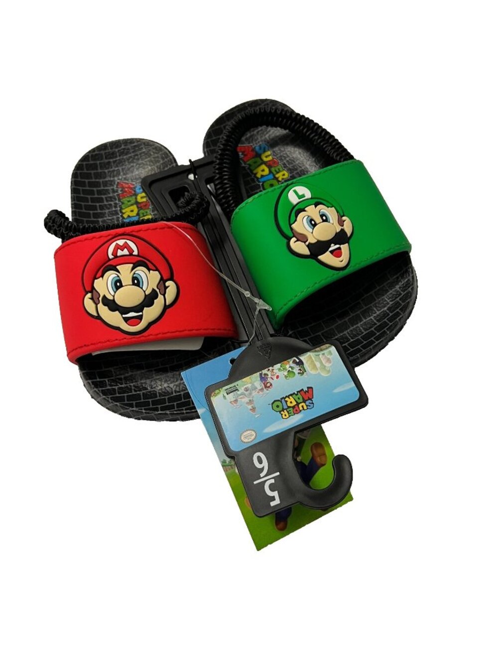 Nintendo Super Mario Luigi Toddler Boys Soccer Slide Sandals Sz 5/6